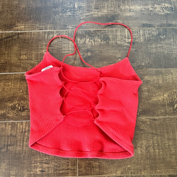 garage ribbed red crop top - Picture 2 of 4